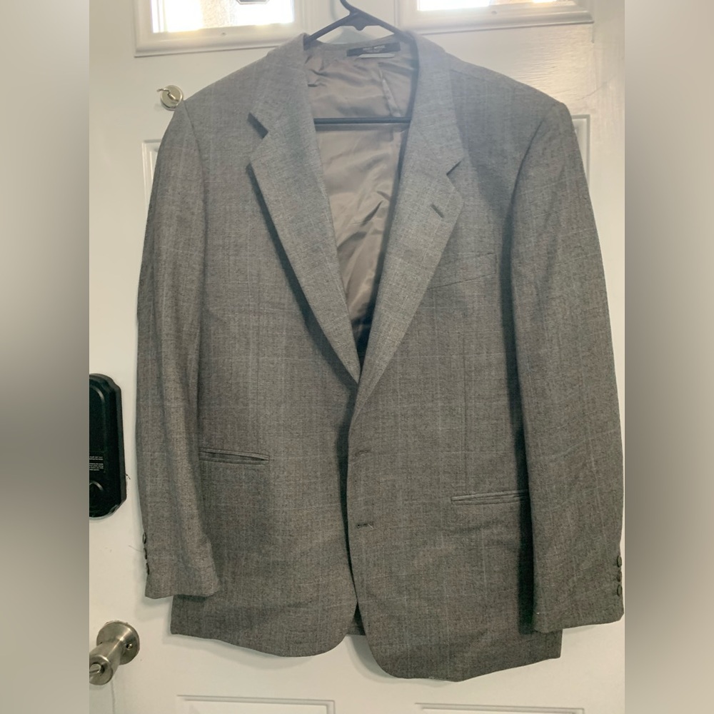 Vivara By Emilio Pucci Made in Italy 100% wool Suit Jacket Gray & Blue Plaid